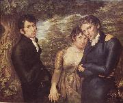 Gruppenportrat von Philipp Otto Runge mit Selbstdarstellung des Kunstlers (rechts) zusammen mit seiner Frau Pauline und seinem Bruder Johann Daniel Ru